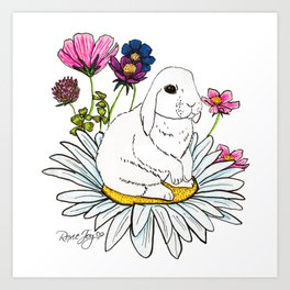Wildflower Bunny Art Print