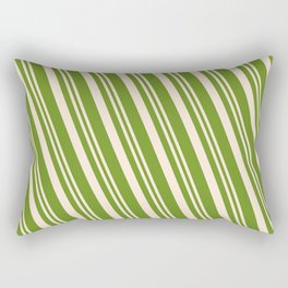[ Thumbnail: Beige & Green Colored Lines Pattern Rectangular Pillow ]