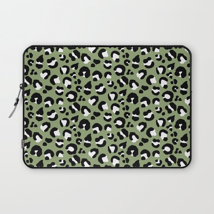 Leopard Print - Olive Black White Laptop Sleeve