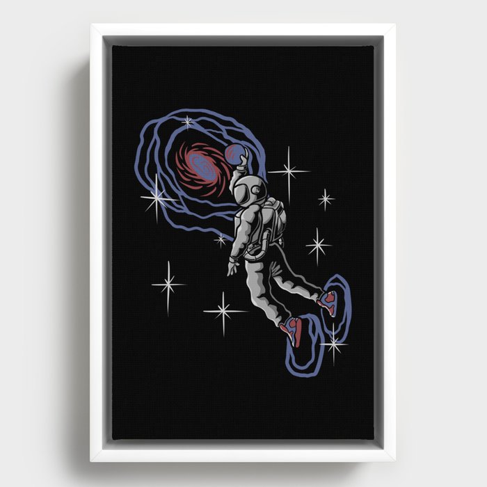 Astronaut Basketball Framed Canvas