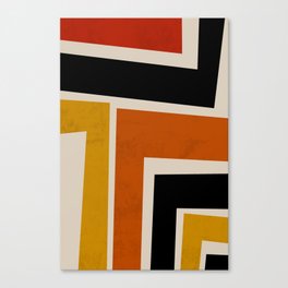 Mid Century Retro Red Orange & Black Abstract Shapes 3 Canvas Print