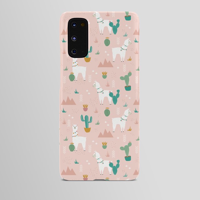 Llamas + Cacti on Pink Android Case