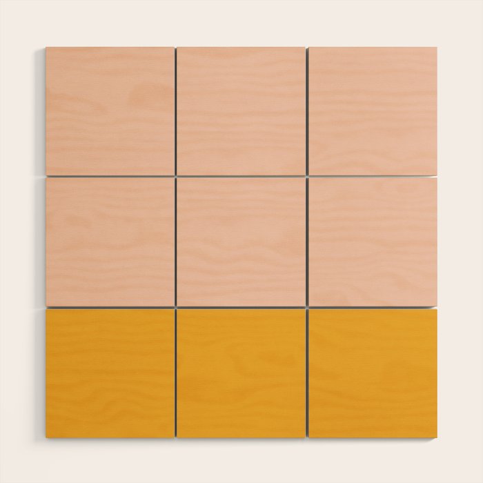 Blush Pink and Mustard Yellow Minimalist Color Block Wood Wall Art by