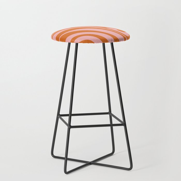 New Groove Retro Swirl Abstract Pattern in Pink and Orange Bar Stool