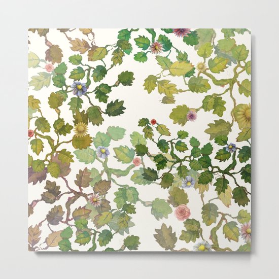 water color garden with flowers! ( Metal Print