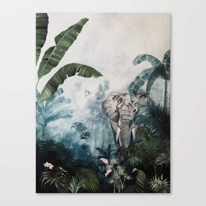 Elephant In The Jungle Canvas Print