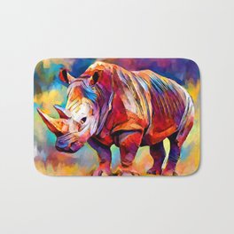 Rhinoceros Bath Mat | Isolated, Horn, Animal, Rhino, Wildlife, Big, White, Large, Black, Endangered 