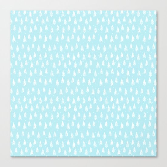 Merry christmas- abstract winter pattern with white trees and snow Canvas Print