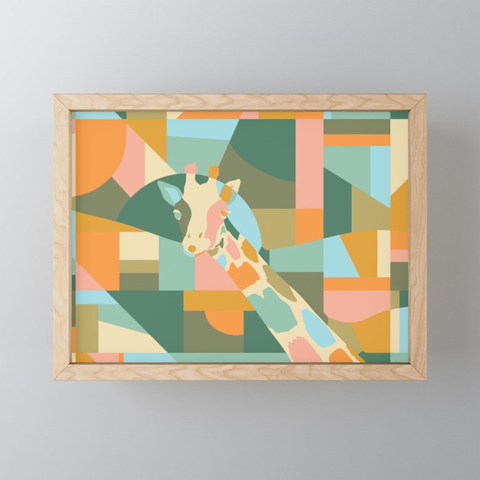 Giraffe Geometric Abstract Framed Mini Art Print