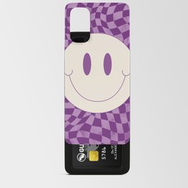 Warp checked smiley in purple Android Card Case
