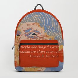 Ursula K. Le Guin portrait + quote Backpack | Literature, Books, Digitalpainting, Bookworm, Leguin, Fantasy, Book, Ursula, Reader, Dragons 