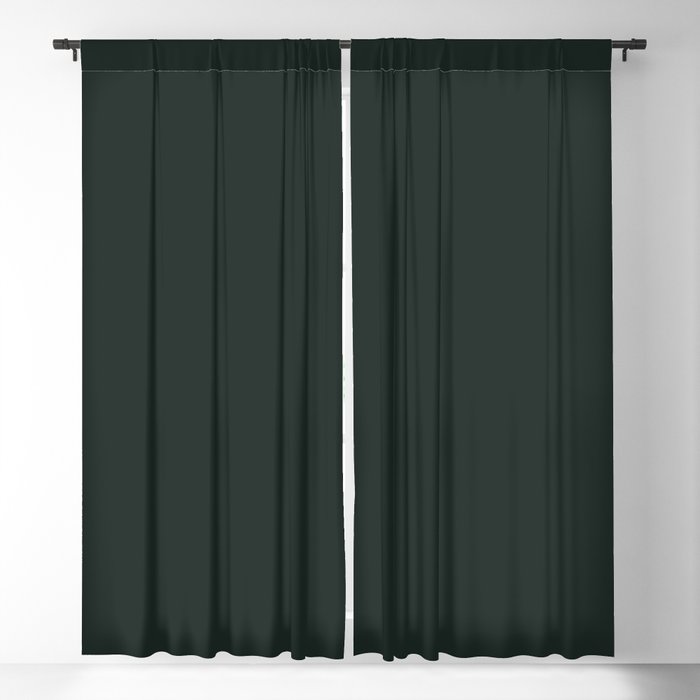 Dark Jungle Green Solid Color Popular Hues Patternless Shades of Black Collection Hex #1a2421 Blackout Curtain