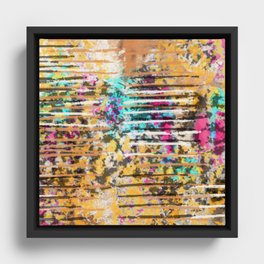 Gold and Pink Abstract with Hints of Blue Framed Canvas