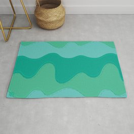 Rivulets - Flowing Waves in Blue Greens (pattern) Area & Throw Rug