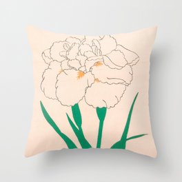 White Iris Flower Japanese Vintage Woodblock Print Throw Pillow