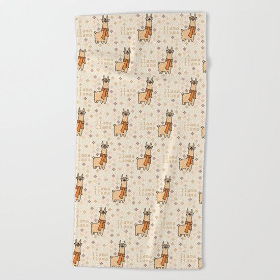 Llama Llama Pattern Beach Towel