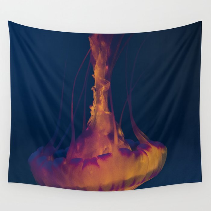 Retro Pop Art Jellyfish Under The Sea Underwater Photography Fine Art Colored Wall Art Print Wall Tapestry