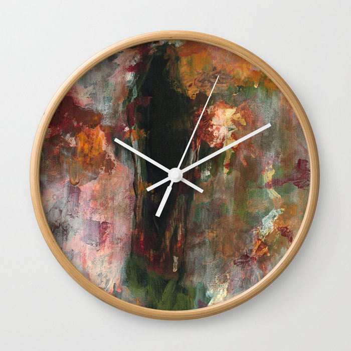 Dark Presence Abstract Art Painting Itaya Wall Clock By Itaya