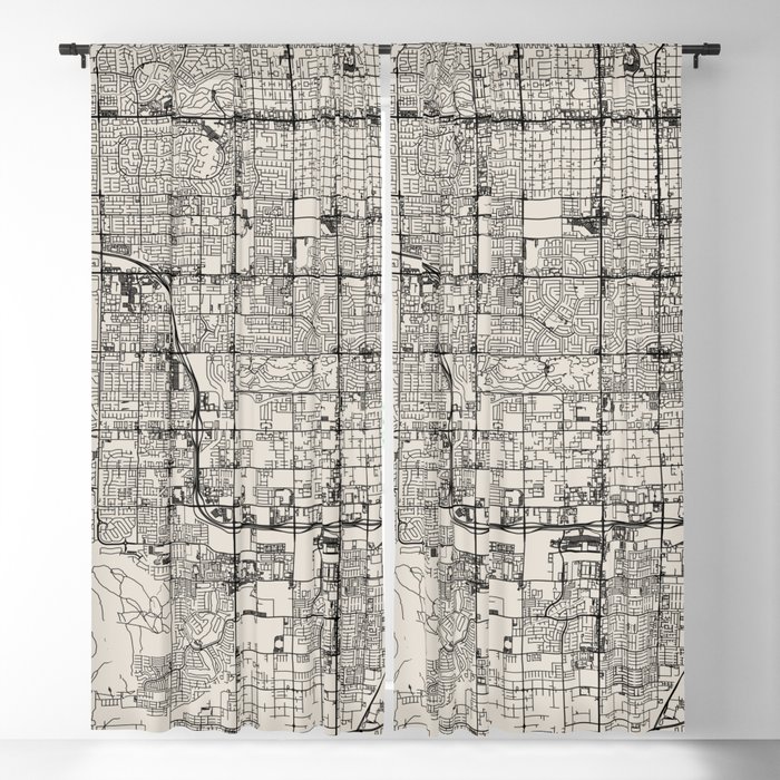 Spring Valley USA - City Map Drawing - Black and White - Aesthetic Design Blackout Curtain