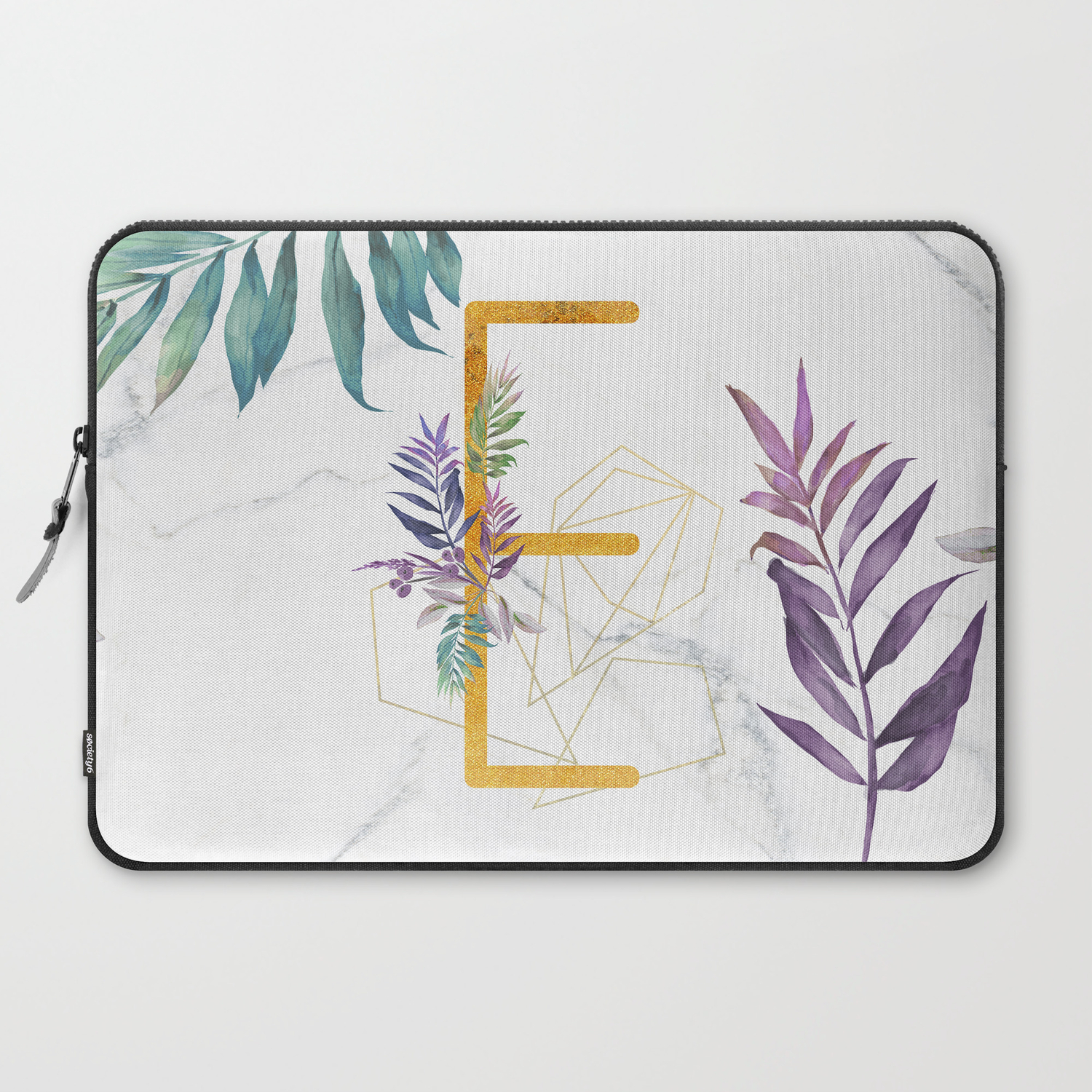 Modern Glamorous Personalized Gold Initial Letter E Custom Initial Name Monogram Gold Alphabet Prin Laptop Sleeve By Aba2life Society6