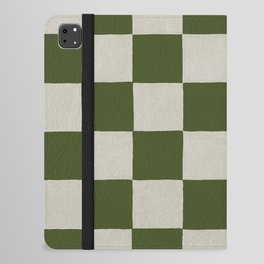 checkerboard hand-painted-olive iPad Folio Case