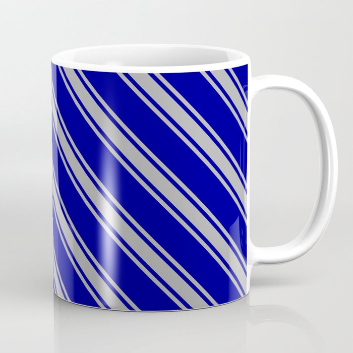 Dark Blue and Dark Gray Colored Lined Pattern Coffee Mug