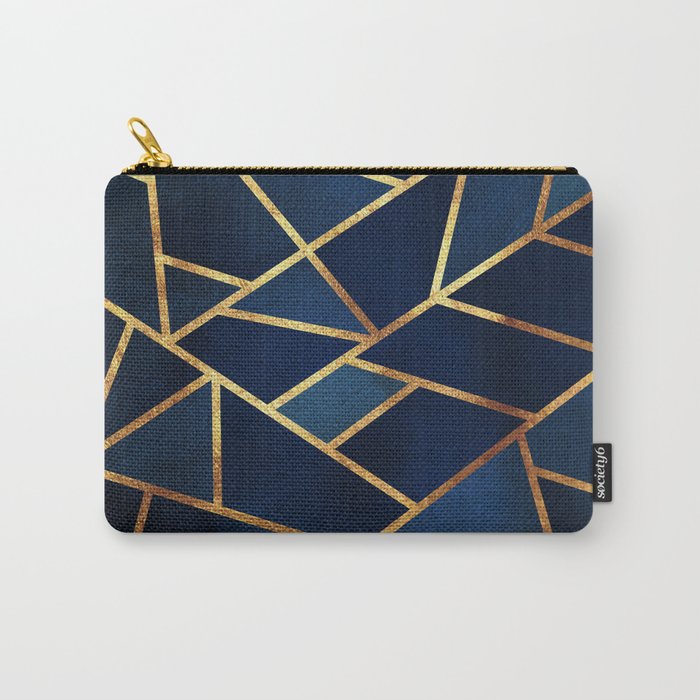 Navy Gold Stone Geometric Carry-All Pouch