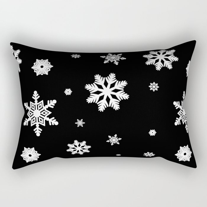 Snowflakes | Black & White Rectangular Pillow