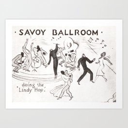 Harlem Renaissance, Savoy Ballroom, Doing the Lindy Hop African American Vintage broadside painting Art Print
