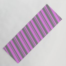 [ Thumbnail: Violet & Gray Colored Lines Pattern Yoga Mat ]