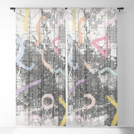 USA - Phoenix, Arizona - City Map Collage Sheer Curtain