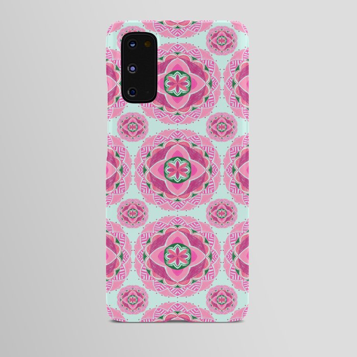 Pink and green mandala  Android Case