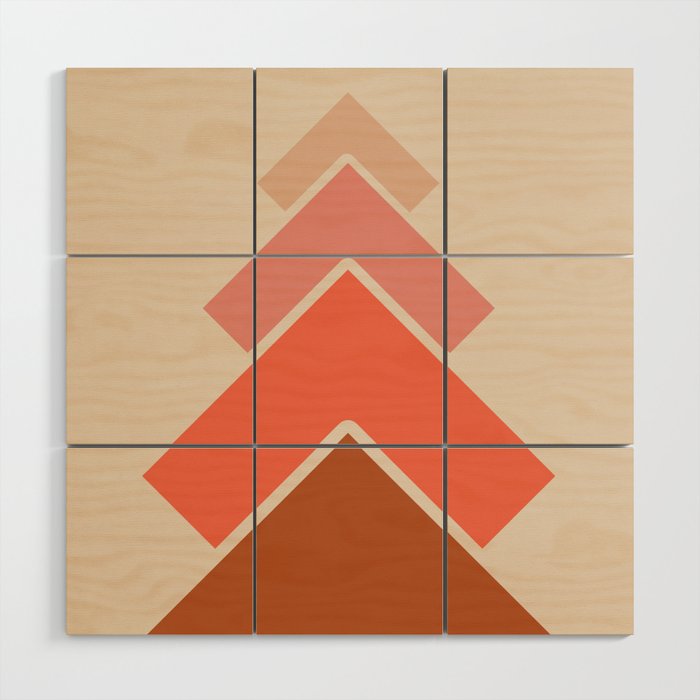 Retro Geometric Arrows- Layered Squares- Earth Tones- Vertical Format Wood Wall Art