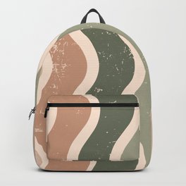 Mid Century Modern Style Wavy Pattern - Brown and green shades Backpack