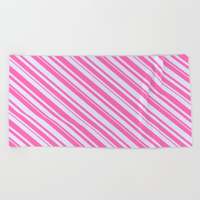 Lavender and Hot Pink Colored Lines Pattern Beach Towel