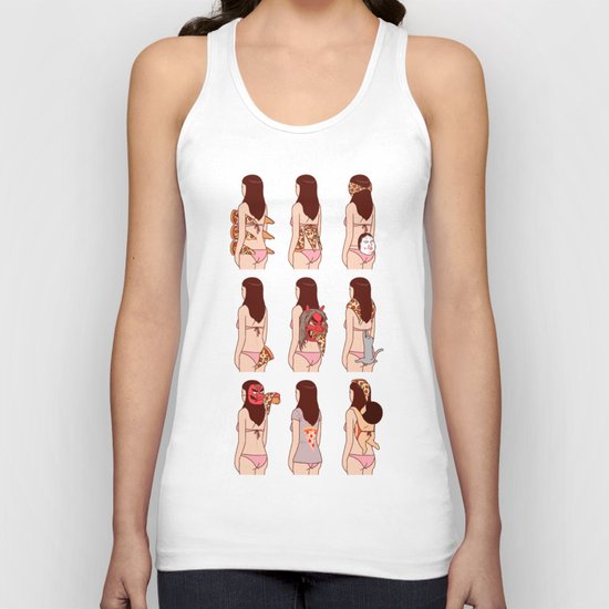 Girl & Pizza Unisex Tank Top