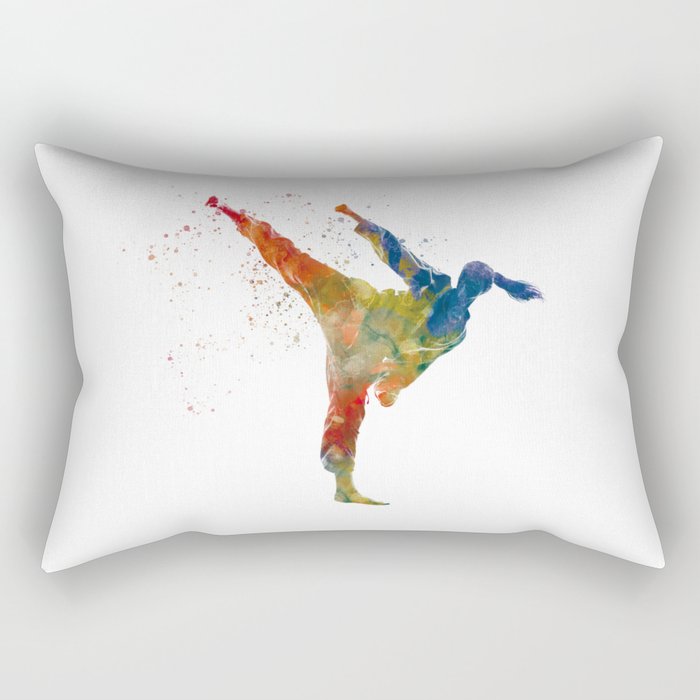 karate martial art in watercolor Rectangular Pillow