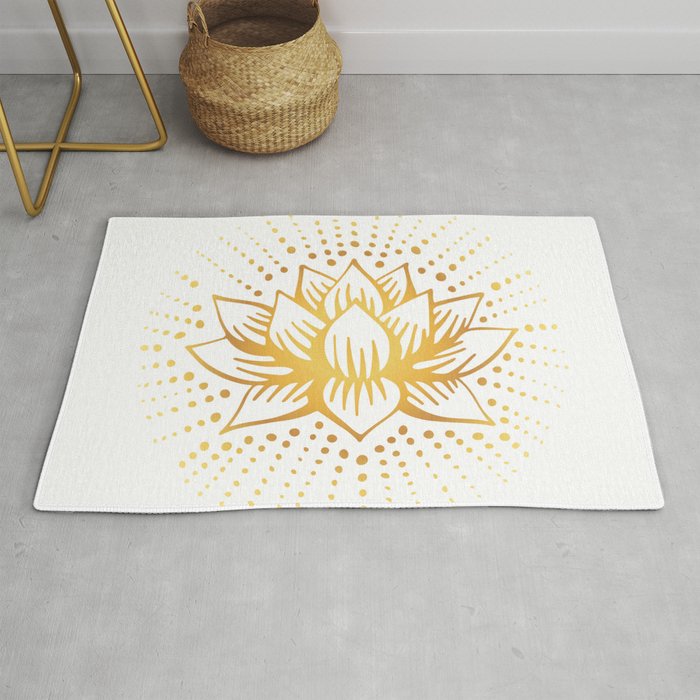 Golden Lotus Mandala Light Rug