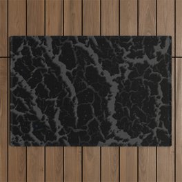 Cracked Space Lava - Black Outdoor Rug