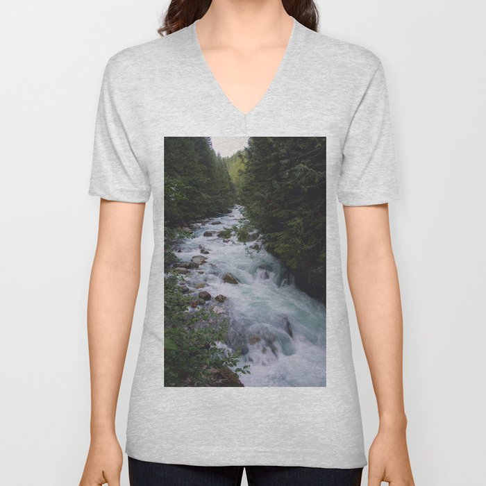 Nooksack River - Pacific Northwest V Neck T Shirt