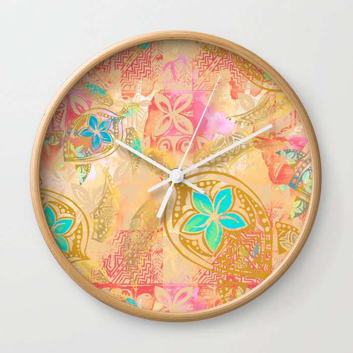 Polynesian Honu Print Wall Clock