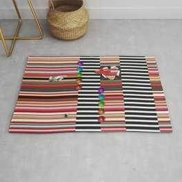 Restrained Rug | Floral, Heart, Collage, Car, Hand, Stripes 