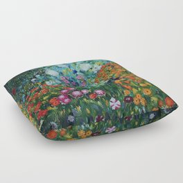 Flower Garden Riot of Colors by Gustav Klimt Floor Pillow