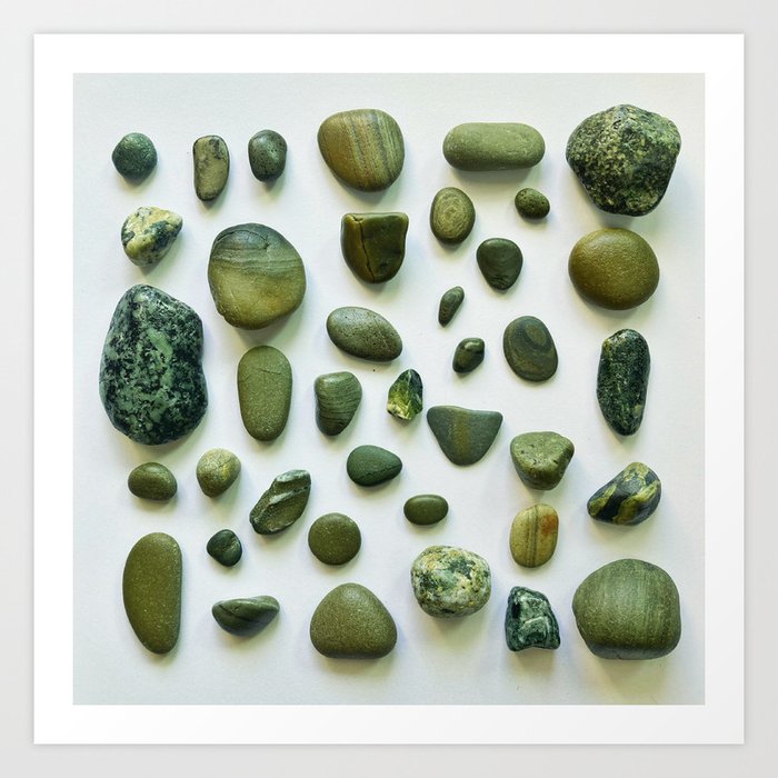 Beach Stones: The Greens (Flotsam; Found Objects) Art Print