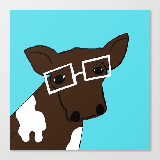 Hipster Cow Canvas Print