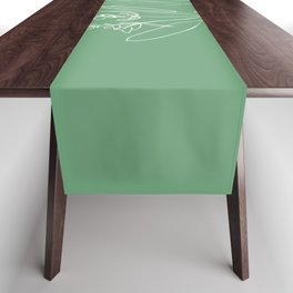 Sage - One Line Drawing Art Design Herbs on Green Table Runner