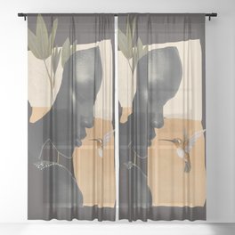 minimal collage /silence 5 Sheer Curtain