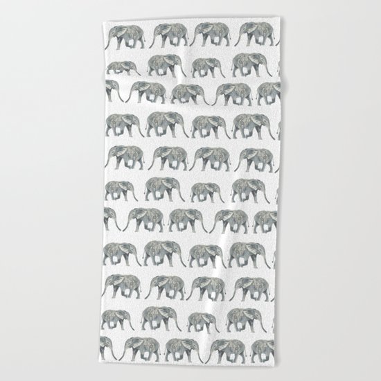 Elephant nature safari tropical painting watercolor nature pattern Beach Towel