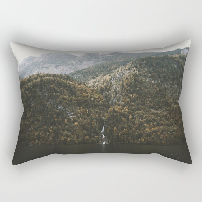 Autumn Waterfall at the Mountain Lake - Landscape Photography Rectangular Pillow