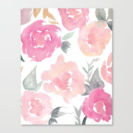 Muted Floral Watercolor Design Canvas Print